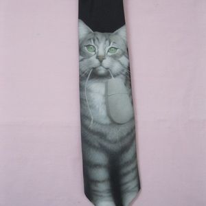 Ralph Marlin & Co. cat & mouse tie, blk/gray, OS